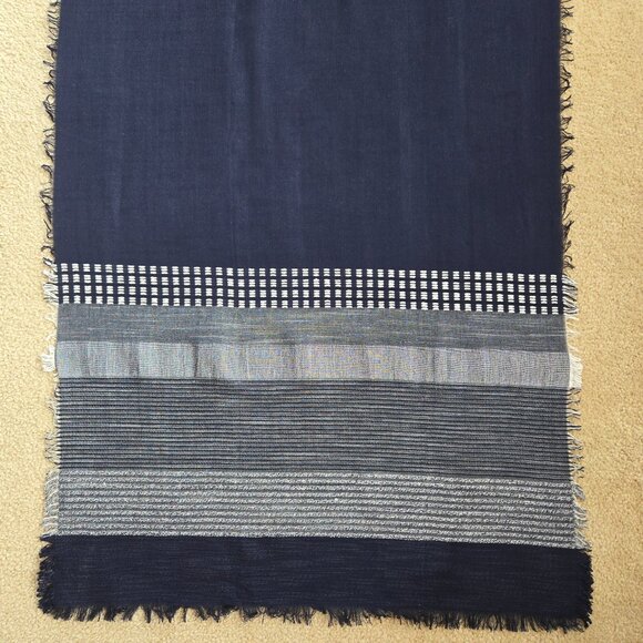NWT J. Crew Cotton Scarf Navy & White - Picture 3 of 12
